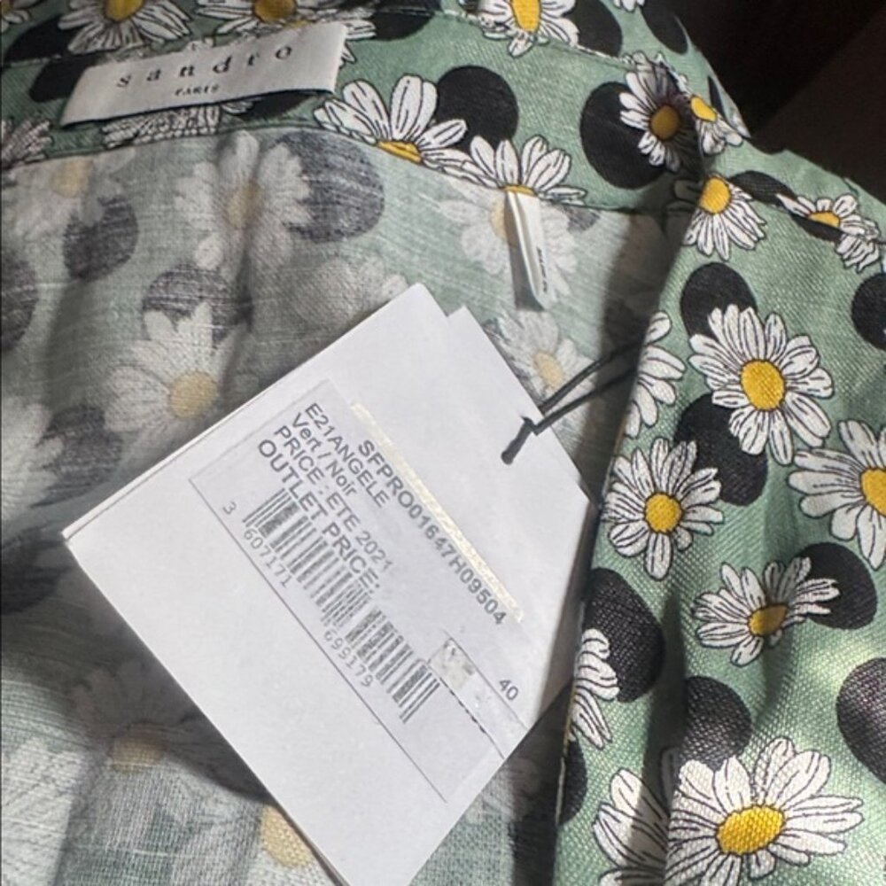 Dress  Polka-dot  Floral-print  Linen-blend  Ruched  Pleated back  Partially ela - Picture 14 of 15